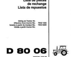 Deutz Fahr 5000748 Parts Book - D8006 Tractor