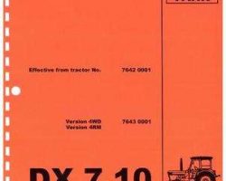 Deutz Fahr 5000862 Parts Book - DX7.10 Tractor