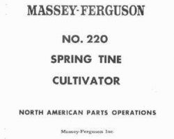 Massey Ferguson 650987M91 Parts Book - 220 Cultivator / Packer (spring tine)