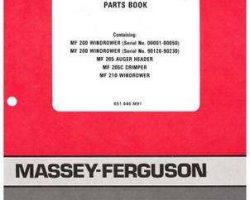 Massey Ferguson 651645M91 Parts Book - 205 Auger Head