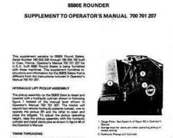 Hesston 700702934 Operator Manual - 5580E Round Baler (supplement)