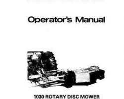 Hesston 700703498 Operator Manual - 1030 Rotary Disc Mower / 1035 Conditioner (1984)