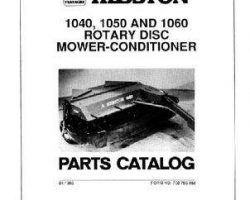Hesston 700706494 Parts Book - 1040 / 1050 / 1060 Rotary Disc Mower Conditioner (1986)
