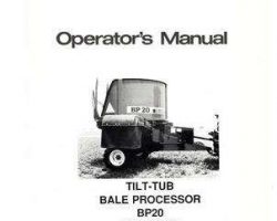 Hesston 700706621 Operator Manual - BP20 Bale Processor (1986-87)