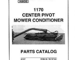 Hesston 700707860D Parts Book - 1170 Mower Conditioner (center pivot, 1987-93)