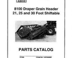 Hesston 700708880E Parts Book - 8100 Draper Header (21 ft / 25 ft / 30 ft, shiftable)