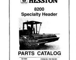 Hesston 700708882 Parts Book - 8200 / 8400 Auger Header (Grass Seed)