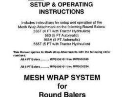 Hesston 700710923G Operator Manual - 565A Round Baler (automatic mesh wrap kit)