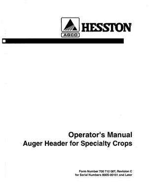 Hesston 700712087C Operator Manual - 8200 / 8400 Auger Header (Grass Seed)