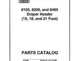 Hesston 700712680B Parts Book - 8100 / 8200 / 8400 Draper Header (15 ft / 18 ft / 21 ft)