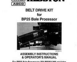 Hesston 700715893B Operator Manual - BP25 Bale Processor (belt drive kit, 1997-98)