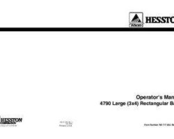 Hesston 700717202J Operator Manual - 4790 Big Square Baler