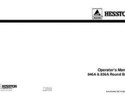 Hesston 700719283D Operator Manual - 846A / 856A Round Baler (Automatic)