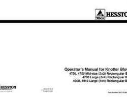 Hesston 700719426B Operator Manual - 4750 / 4755 / 4790 / 4900 / 4910 Baler Knotter Blower (kit)