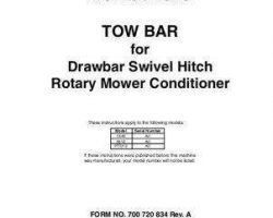 Hesston 700720834A Operator Manual - 1345 / 5512 / PTD12 Tow Bar (attachment)