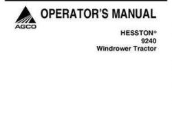 Hesston 700722540E Operator Manual - 9240 Windrower Tractor