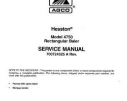 Hesston 700724325A Service Manual - 4750 Big Square Baler (packet)