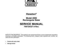 Hesston 700724327A Service Manual - 4900 Big Square Baler / 4920 Accumulator (packet)