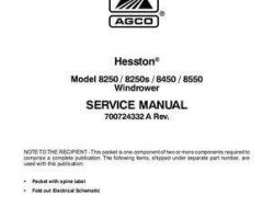 Hesston 700724332A Service Manual - 8250 / 8450 / 8550 Windrower Tractor (packet)