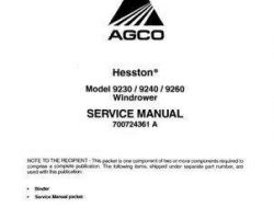 Hesston 700724360B Service Manual - 9230 / 9240 / 9260 Windrower Tractor (assembly)