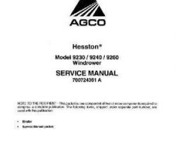 Hesston 700724361A Service Manual - 9230 / 9240 / 9260 Windrower Tractor (packet)