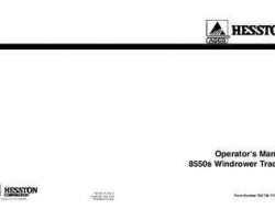 Hesston 700726175C Operator Manual - 8550S Windrower Tractor