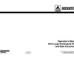 Hesston 700726584D Operator Manual - 4910 Baler (w/ bale accumulator, eff sn HK91221)