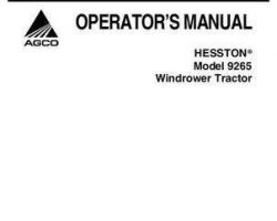 Hesston 700727112A Operator Manual - 9265 Windrower Tractor