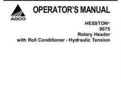 Hesston 700727640A Operator Manual - 9075 Rotary Header (roll conditioner w/ hydraulic tension)