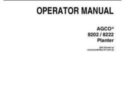 AGCO 700732443F Operator Manual - 8202 / 8222 Planter (eff sn 'HS')