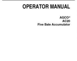 AGCO 700734450A Operator Manual - AC20 Bale Accumulator (5 bale)