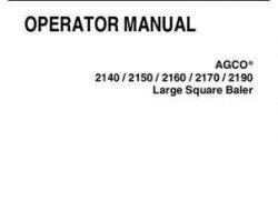 AGCO 700734986A Operator Manual - 2140 / 2150 / 2160 / 2170 / 2190 Baler