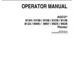 AGCO 700736971F Operator Manual - 8104 8106 8108 8128 8138 8122 8905 8907 8925 8929 Planter