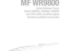 Massey Ferguson 700748083A Operator Manual - WR9840 / WR9860 / WR9870 Windrower (without DEF, eff GHS1x101)