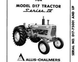 Allis Chalmers 70257959 Operator Manual - D17 Series 4 Tractor (eff sn 75001)