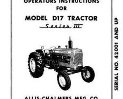 Allis Chalmers 70257960 Operator Manual - D17 Series 3 Tractor (eff sn 42001 - 75000)
