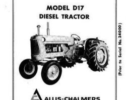 Allis Chalmers 70257963 Operator Manual - D17 Series 1 Tractor (diesel, prior sn 24001)
