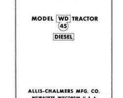 Allis Chalmers 70257976 Operator Manual - WD45 Tractor (diesel)