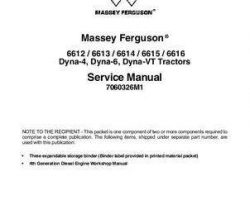 Massey Ferguson 6600 Series Tractor Service Manual Packet