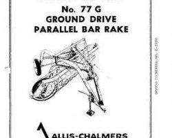Allis Chalmers 70828456 Operator Manual - 77G Rake (ground driven, prior sn G3351)