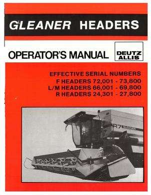 Gleaner 71348544 Operator Manual - F / L / M / R Grain Header (eff F 72001, L/M 66001, R 24301)