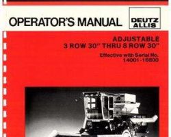 Gleaner 71349085 Operator Manual - Adjustable Corn Head (2 row 38"" thru 8 row 30"", sn 14001-16800)