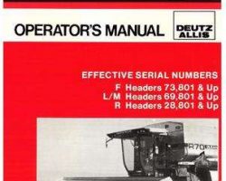 Gleaner 71357950 Operator Manual - F / L / M / R Grain Header (eff F 73801, L/M 69801, R 28801)