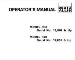 Gleaner 71358806 Operator Manual - R60 (eff sn 12701-16100) / R70 (eff sn 8701-10800) Combine