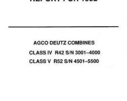 AGCO Allis 71366438 Operator Manual - R42 (eff sn 3001-4000 / R52 (eff sn 4501-5500) Combine