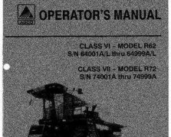 Gleaner 71368872 Operator Manual - R62 (eff sn 64001-64999) / R72 (eff sn 74001-74999) Combine