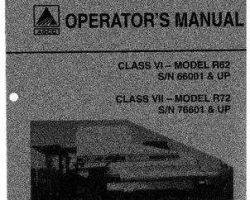 Gleaner 71376629 Operator Manual - R62 (eff sn 67001-67999) / R72 (eff sn 77001-77999) Combine
