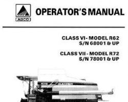 Gleaner 71376638 Operator Manual - R62 (eff sn 68001-69000) / R72 (eff sn 78001-79000) Combine