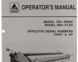 Gleaner 71378931 Operator Manual - 700 Rigid / 800 Flex Grain Header (eff sn 54001)