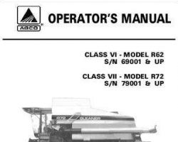 Gleaner 71385033 Operator Manual - R62 (eff sn 69001-MJxx100) / R72 (eff sn 79001-MJxx100) Combine